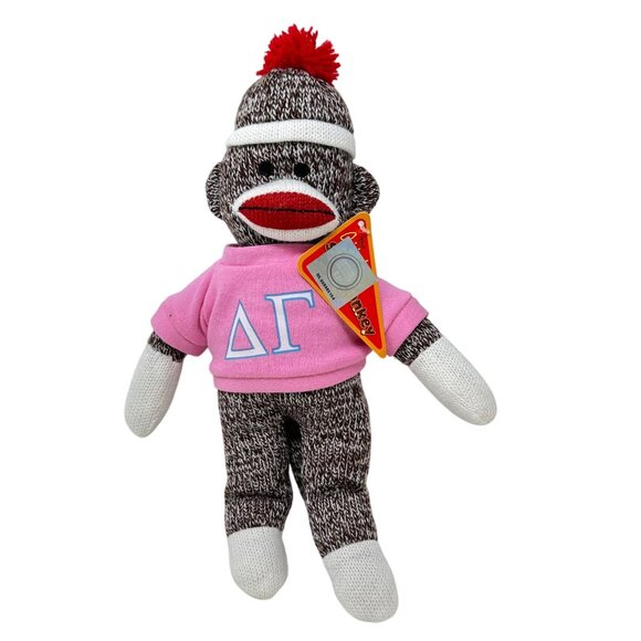 Plushland Sock Monkey Delta Gamma Sorority Plush 11in  Pink Shirt Licensed Toy - Picture 1 of 10